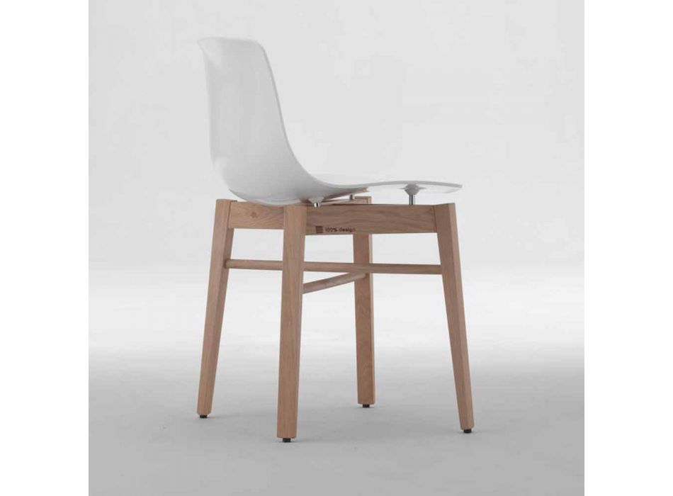 Modernes Design 2-teilige Stühle aus Eichenholz und weißem Kunststoff - Langustine Viadurini
