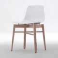 Modernes Design 2-teilige Stühle aus Eichenholz und weißem Kunststoff - Langustine