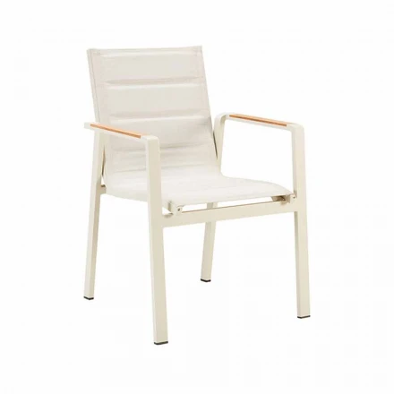 Stapelbare Esszimmerstühle im Freien aus Aluminium und 4-teiligen Armlehnen - Bilel Viadurini