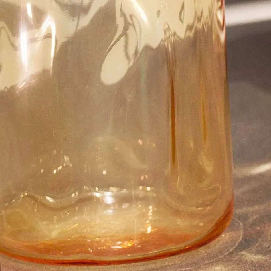 Selene Bossa Nova Tischlampe Ø10 H 26cm aus geblasenem Braunglas Viadurini