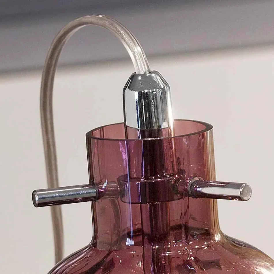 Selene Bossa Nova Tischlampe Ø11 H16cm, mundgeblasenem Glas Amethyst Viadurini