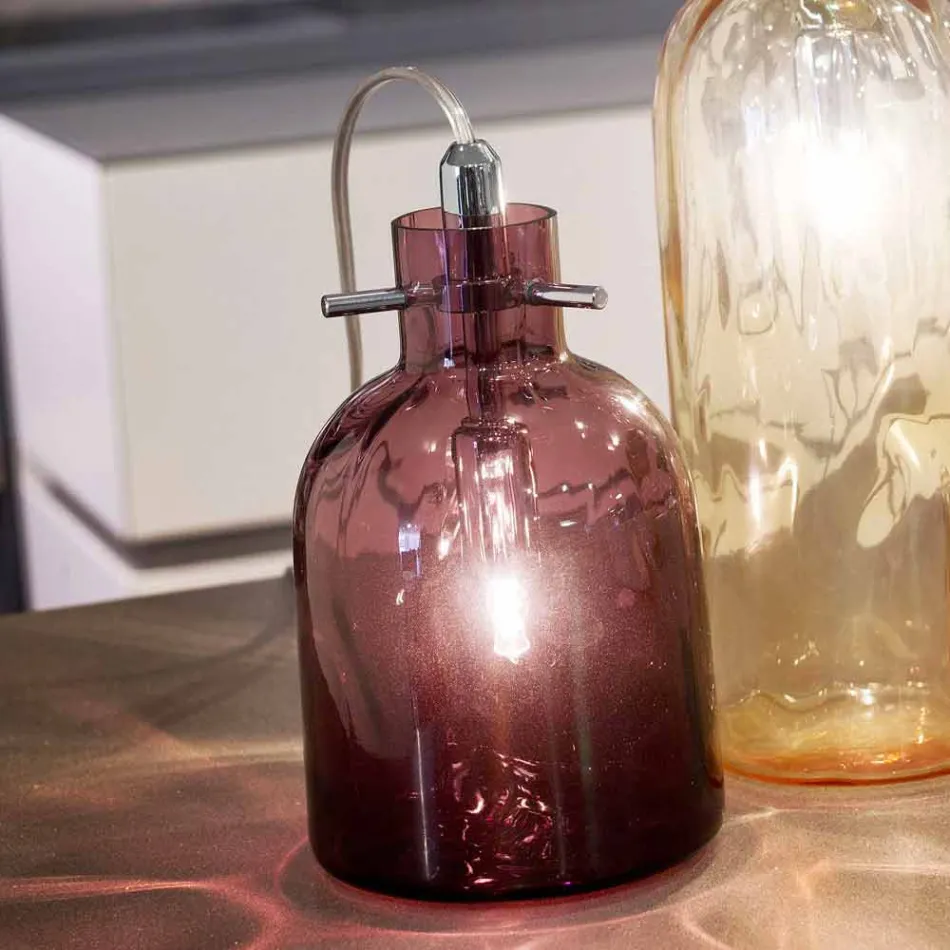 Selene Bossa Nova Tischlampe Ø11 H16cm, mundgeblasenem Glas Amethyst Viadurini