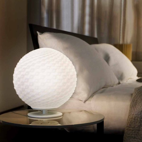 Selene domino weiße tischlampe aus geblasenem glas Ø27 h 30cm
