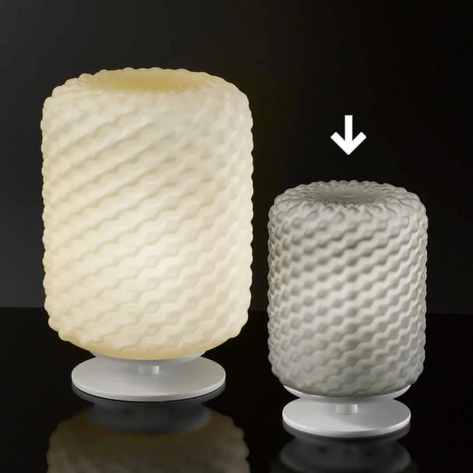 Selene Domino Tischleuchte Ø15 H22cm, mundgeblasenes Glas Viadurini