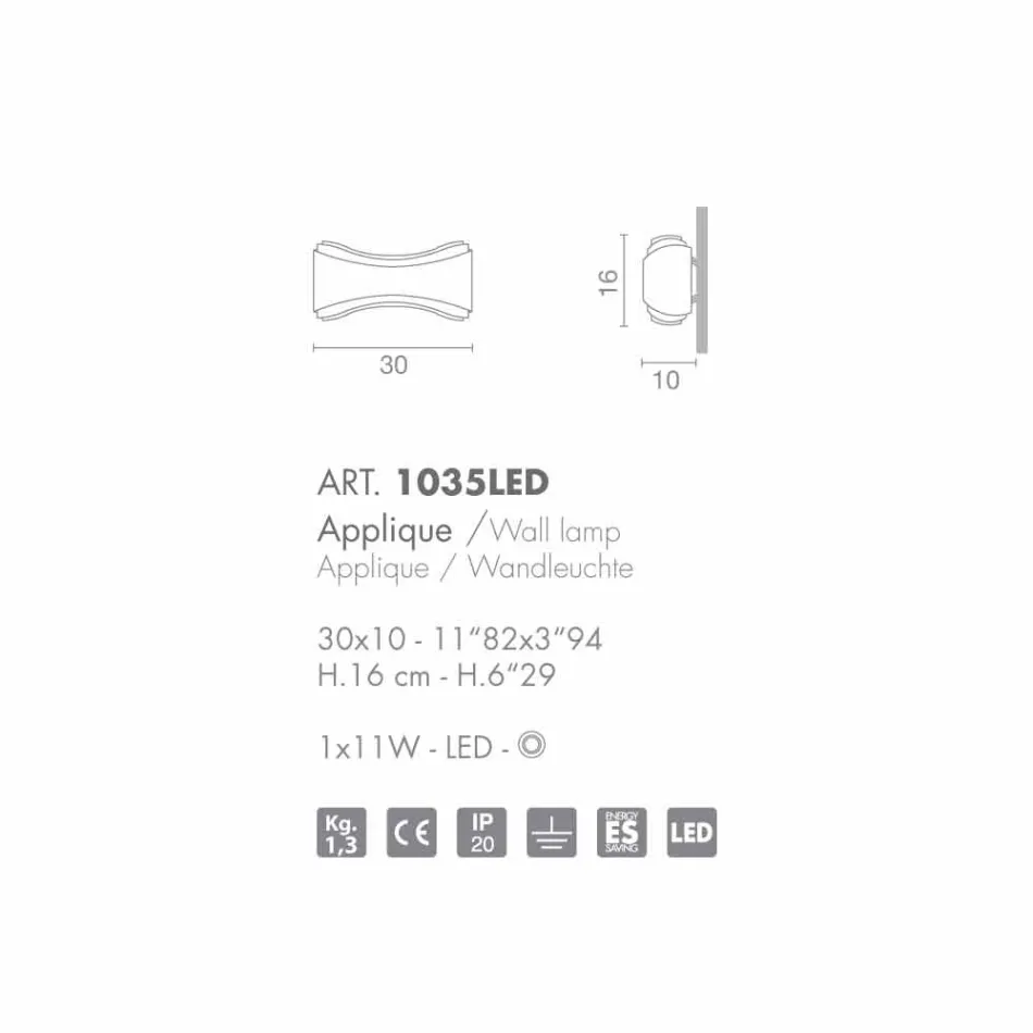 Selene Ionica Wandleuchte aus Italien, 30x10 H16cm, Glas und Stahl Viadurini