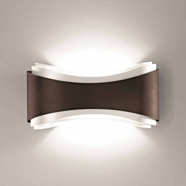 Selene ionica wandleucht aus stahl und glas, 40x12h20cm,made in italy