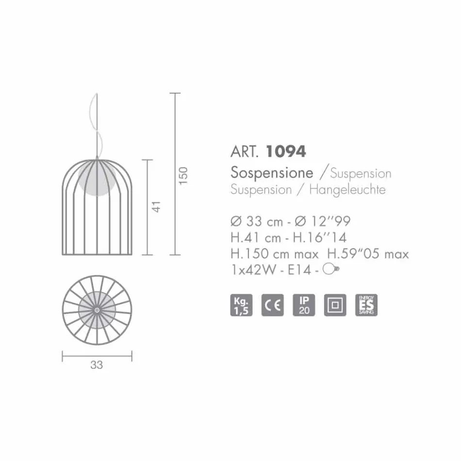 Selene Kluvì mundgeblasene Glas Pendelleuchte Ø33 H 41/150 cm Viadurini