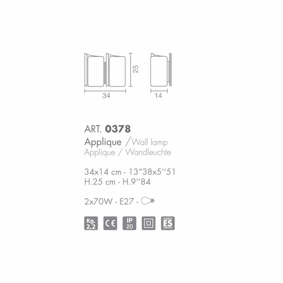 Selene Papiro mattierte Kristallapplikation 34x14 H25cm hergestellt in Italien Viadurini