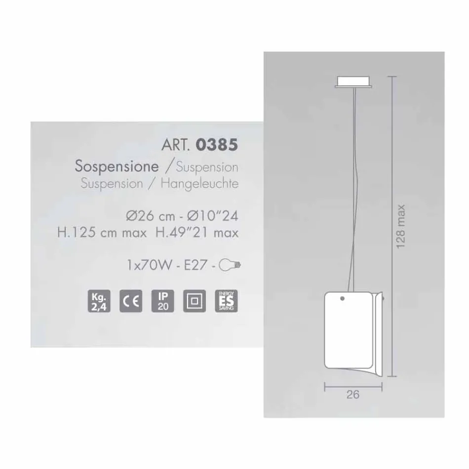 Selene Papiro moderne Pendelleuchte in Kristall Ø26 H 125cm Viadurini