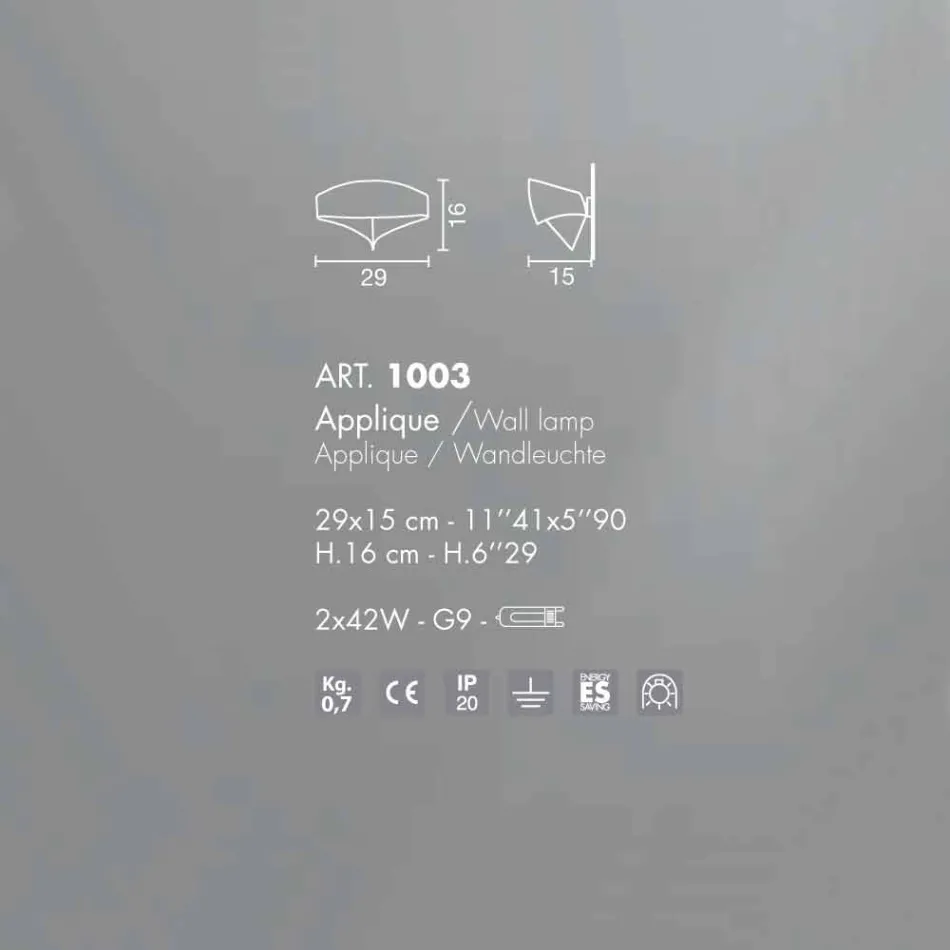 Selene Scudo moderne Wandlampe in Italien 29x15xH16 cm gemacht Viadurini