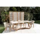 Trennwand für den Außenbereich aus Teakholz, Aluminium und Seilgeflecht - Vision Viadurini