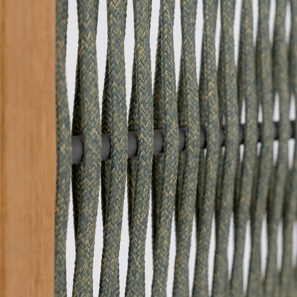 Trennwand für den Außenbereich aus Teakholz, Aluminium und Seilgeflecht - Vision Viadurini