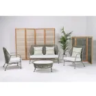 Trennwand für den Außenbereich aus Teakholz, Aluminium und Seilgeflecht - Vision Viadurini