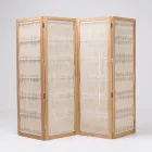 Trennwand für den Außenbereich aus Teakholz, Aluminium und Seilgeflecht - Vision Viadurini