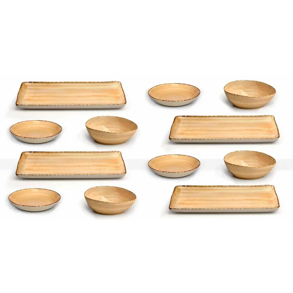 Service 12 Rechteckige und runde Farbtafeln Modernes Design in Steinzeug - Simba Viadurini