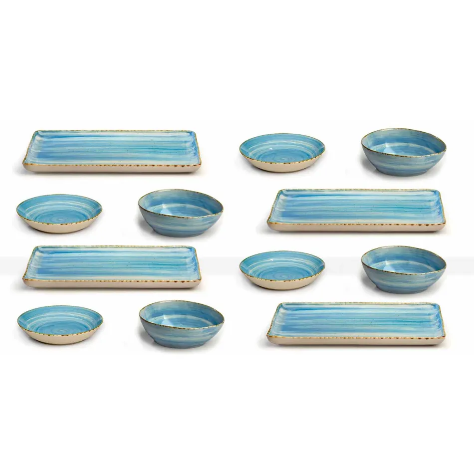 Service 12 Rechteckige und runde Farbtafeln Modernes Design in Steinzeug - Simba Viadurini