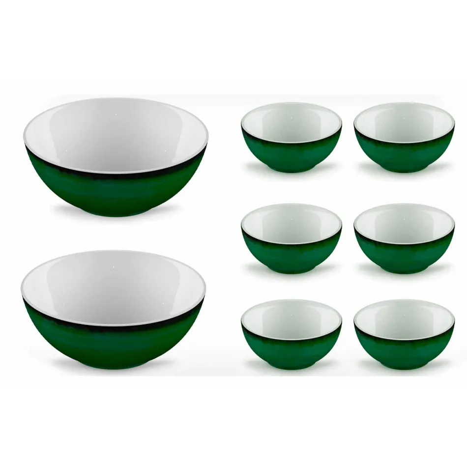 Service 6 Eisschalen und 2 Schalen aus farbigem Porzellan - Rurolo Viadurini