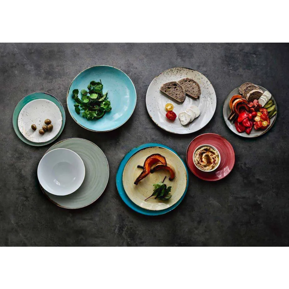 Service 6 Eisschalen und 2 Schalen aus farbigem Porzellan - Rurolo Viadurini