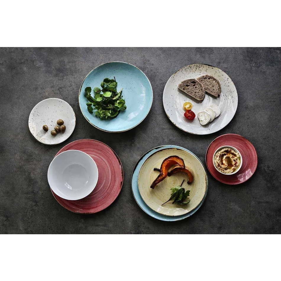 Service 6 Eisschalen und 2 Schalen aus farbigem Porzellan - Rurolo Viadurini