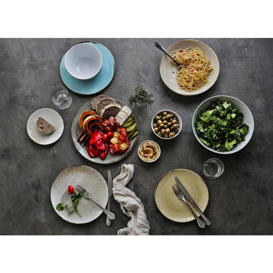 Service 6 Eisschalen und 2 Schalen aus farbigem Porzellan - Rurolo Viadurini