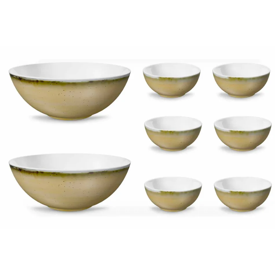 Service 6 Eisschalen und 2 Schalen aus farbigem Porzellan - Rurolo Viadurini