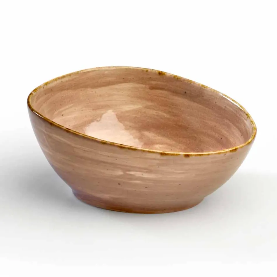 Set mit 8 modernen rechteckigen Designplatten und farbiger Steinzeugschale - Simba Viadurini