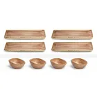 Set mit 8 modernen rechteckigen Designplatten und farbiger Steinzeugschale - Simba Viadurini