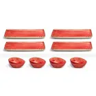 Set mit 8 modernen rechteckigen Designplatten und farbiger Steinzeugschale - Simba Viadurini
