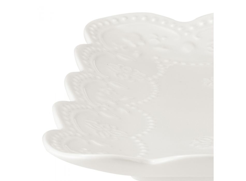 Buffet- oder Aperitif-Service aus dekoriertem weißem Porzellan 3 Stück - Rafiki Viadurini