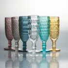 Flötenkelch-Set aus farbigem Glas und verschiedenen Dekorationen 12-teilig - Mix Viadurini