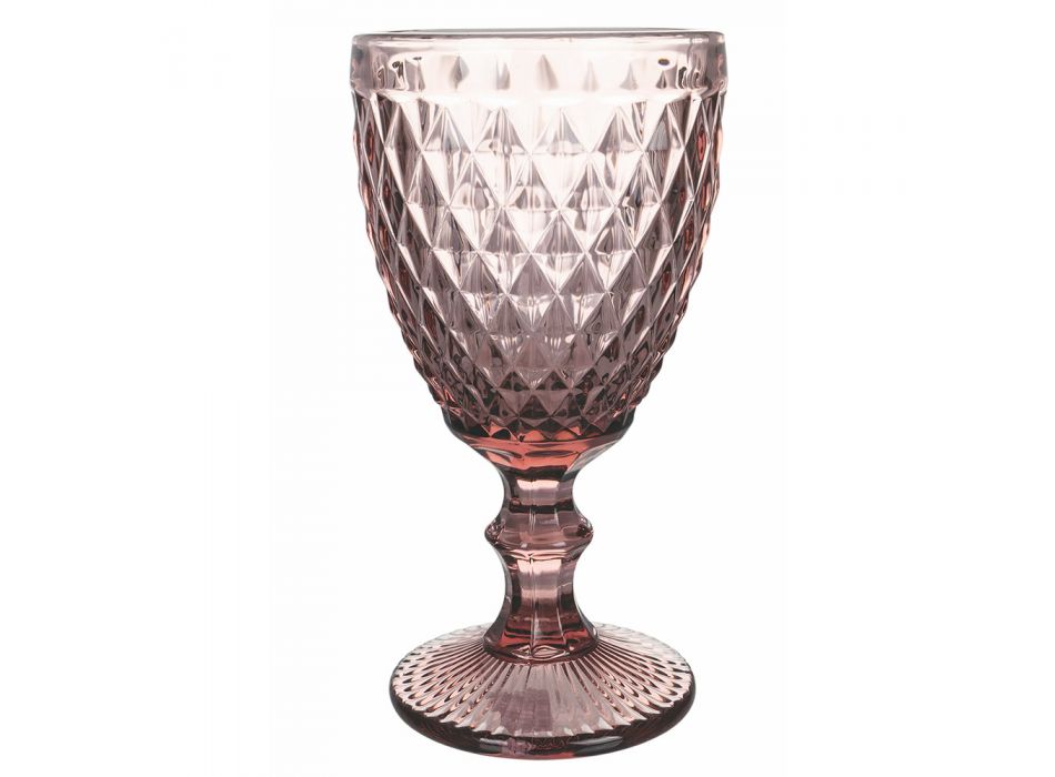 Kelchset aus farbigem und geschnitztem Glas mit Dekorationen 12-teilig - Brillo Viadurini