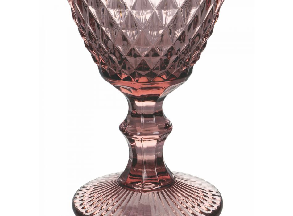 Kelchset aus farbigem und geschnitztem Glas mit Dekorationen 12-teilig - Brillo Viadurini