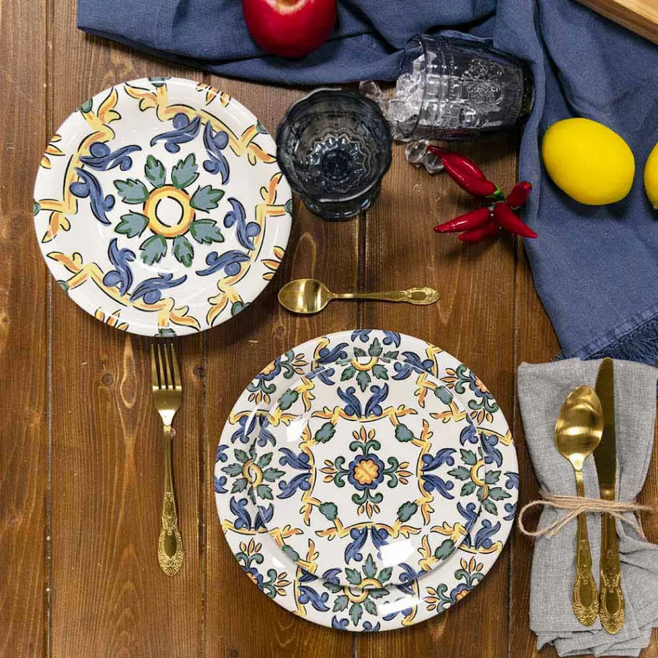 Farbiger Weinkelch Set in Glas und orientalischer Dekoration 12 Stück - Schraube Viadurini