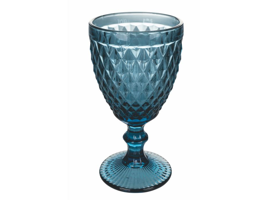 Wein- oder Wasserkelchset aus dekoriertem farbigem Glas 12-teilig - Urbanvi Viadurini