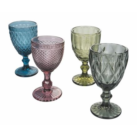 Wein- oder Wasserkelchset aus dekoriertem farbigem Glas 12-teilig - Urbanvi Viadurini