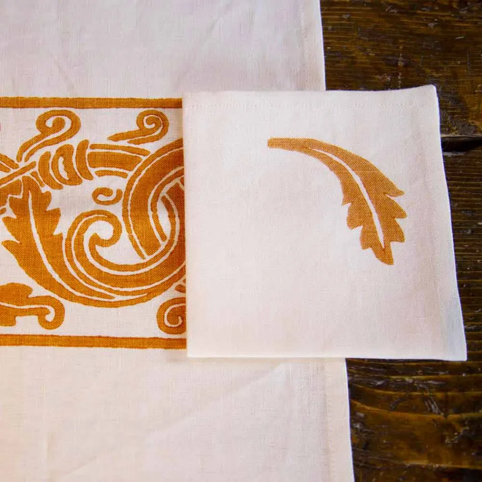 Italienischer Handwerker-Frühstücksservice Handabdruck auf alten Stoffen - Marken Viadurini