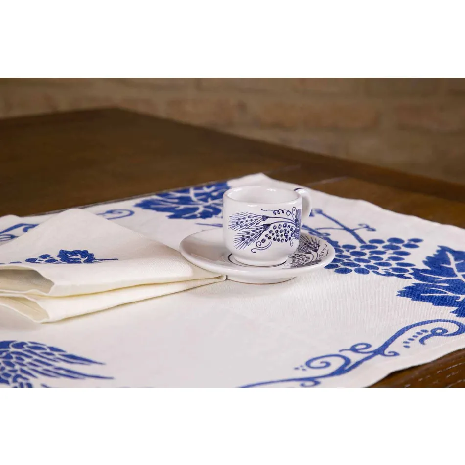 Italienischer Handwerker-Frühstücksservice Handabdruck auf alten Stoffen - Marken Viadurini