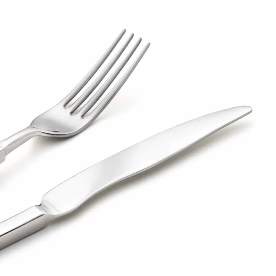 Komplettes Stahlbesteck-Set 24-teiliges Design Made in Italy - Tricky Viadurini