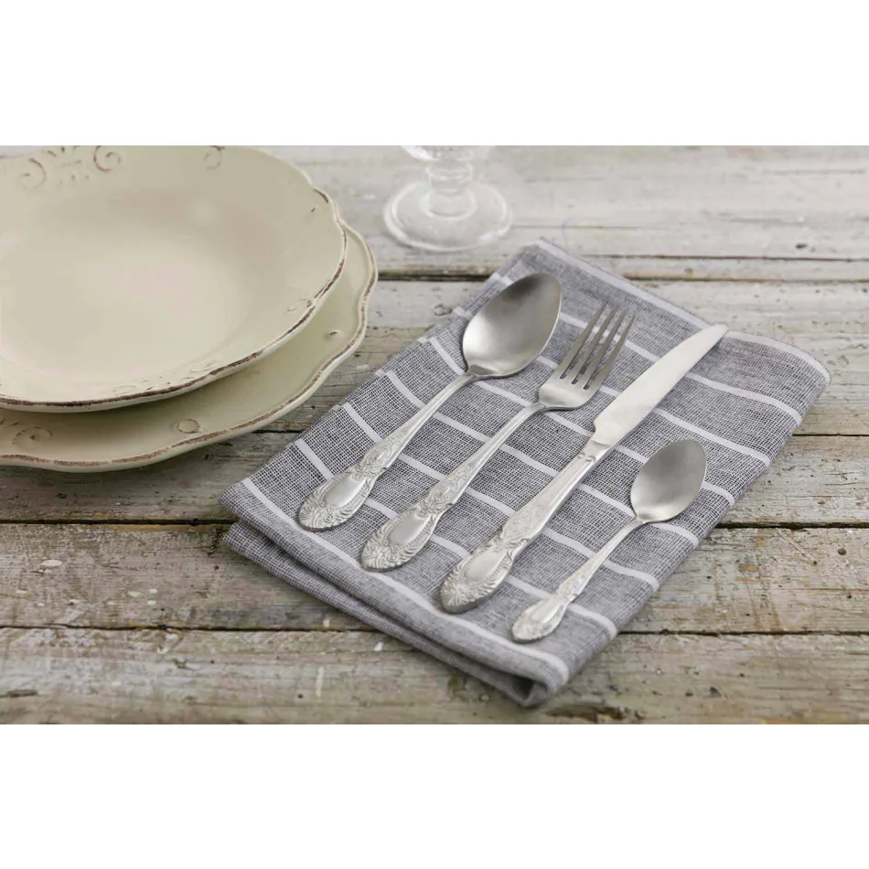 Full-Service-Besteck in Satin Stahl Design 24 Stück - Fantasie Viadurini