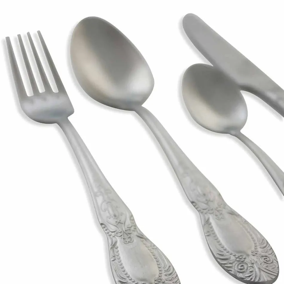 Full-Service-Besteck in Satin Stahl Design 24 Stück - Fantasiapos1 Viadurini