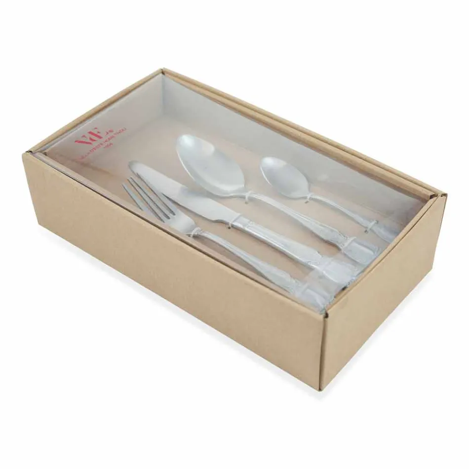 Full-Service-Besteck in Satin Stahl Design 24 Stück - Fantasiapos1 Viadurini