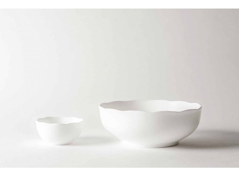 Servierbecher und Schalen aus weißem Porzellan Set 8 Stück - Armanda Viadurini