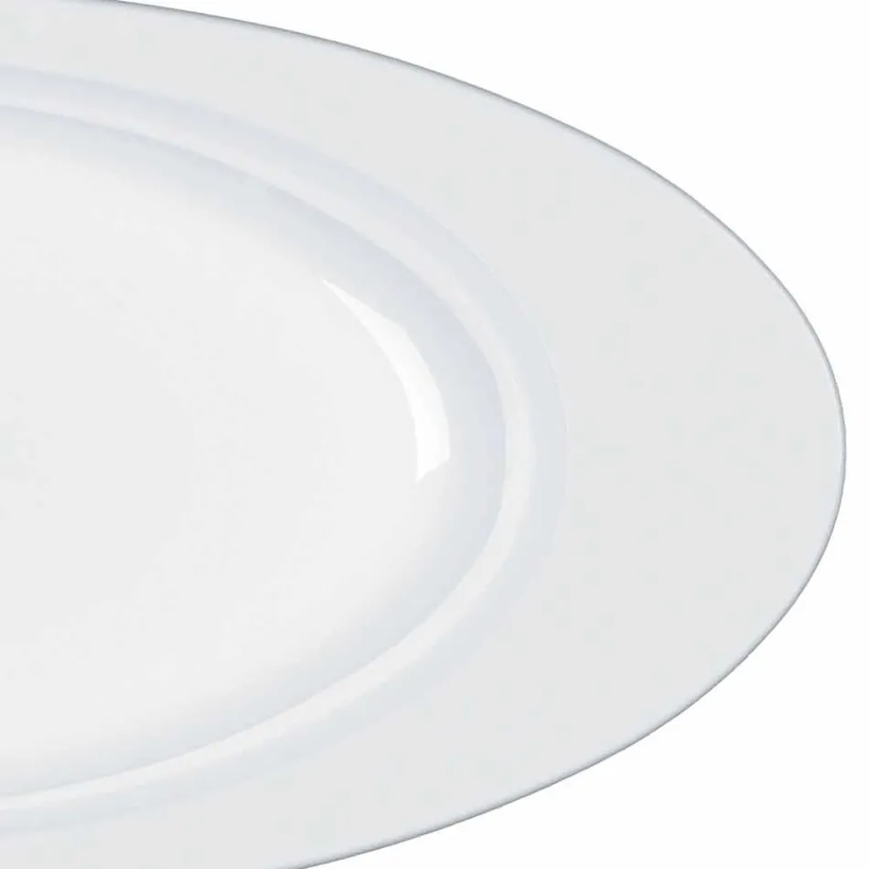 Modernes weißes Porzellan Oval Design Servierset 2 Stück - Teleskop Viadurini