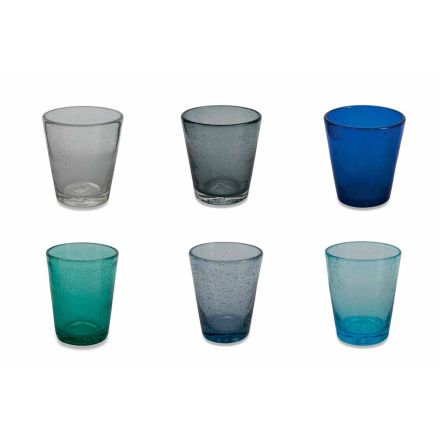 Set mit 6 farbigen geblasenen Glasgläsern aus den Abruzzen - Wasser Viadurini