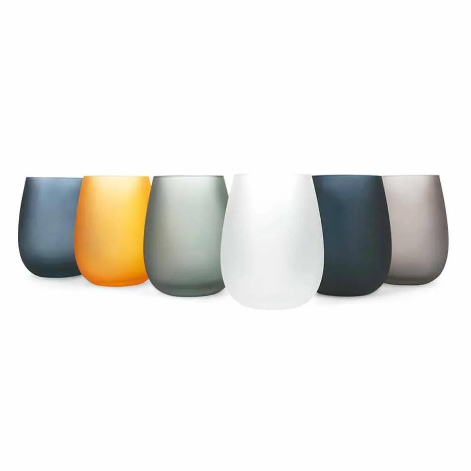 Modernes farbiges Glas Wasserglas Set, 12 Stück - Rand Viadurini