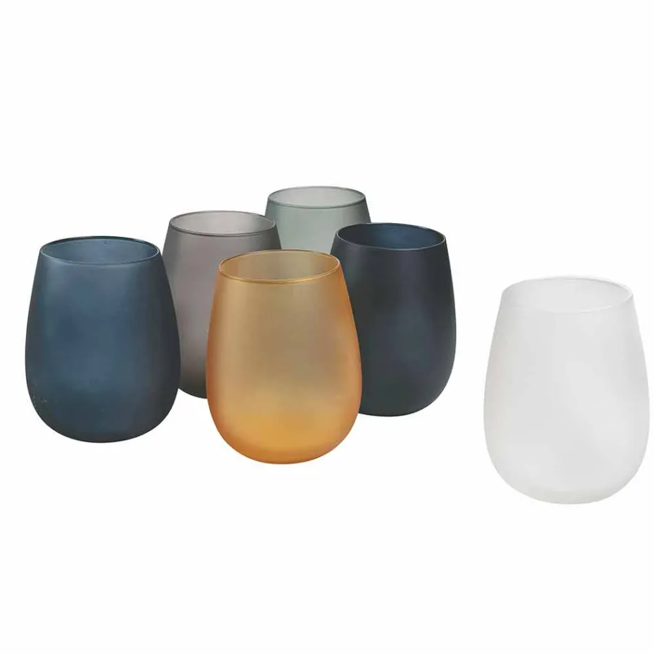 Modernes farbiges Glas Wasserglas Set, 12 Stück - Rand Viadurini