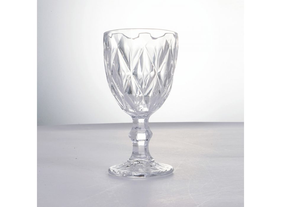 Transparentes Glaspokal-Set mit 12-teiligen Dekorationen - Renaissance Viadurini