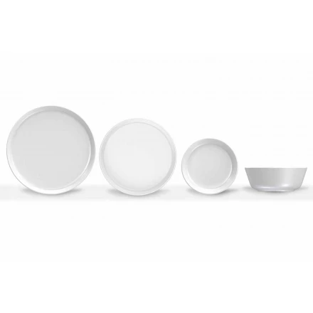 Weißes modernes Design Porzellan Essteller Set 24 Stück - Arktis Viadurini