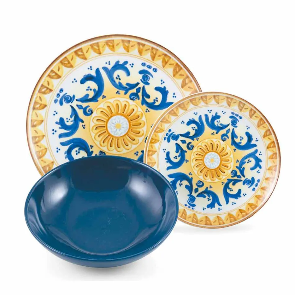 Service farbige und moderne Gerichte Geschirr Komplettset 18 Stück - Cefalu Viadurini