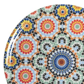 Dekorierter Pizzateller aus farbigem Porzellan 6-teilig - Marokko